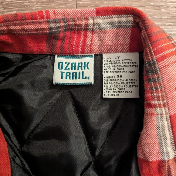 Vintage Ozark Trail flannel quilted lined plaid shirt jacket L - Picture 3 of 4